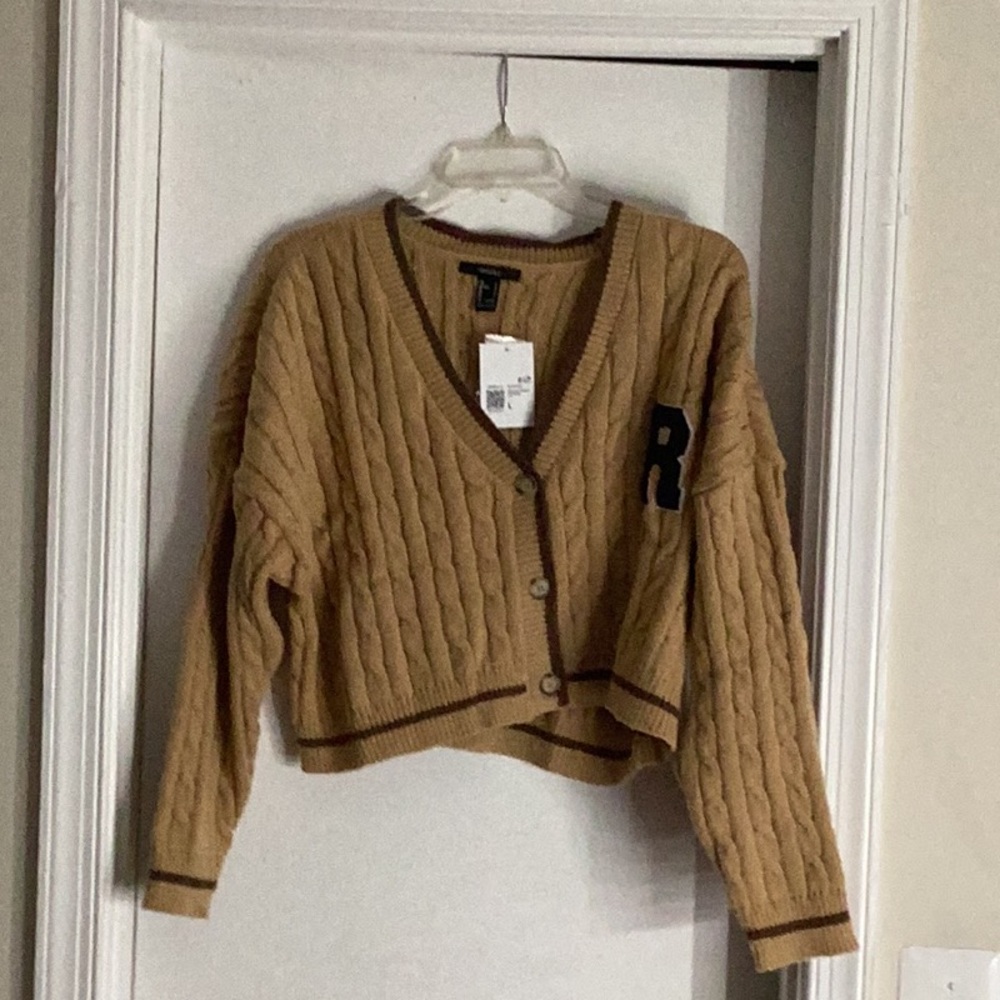 Cropped Varsity Cardigan Sweater